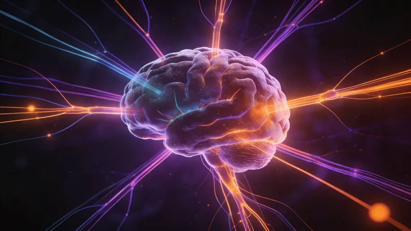 Abstraktní záběr mozku se světelnými spoji znázorňující neurobiologii ADHD